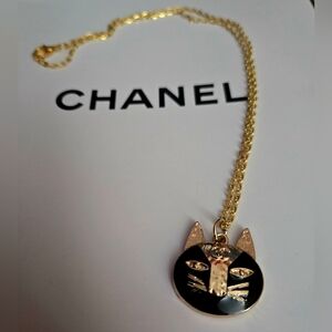 CHANEL Black and Gold Cat Pendant Repurposed